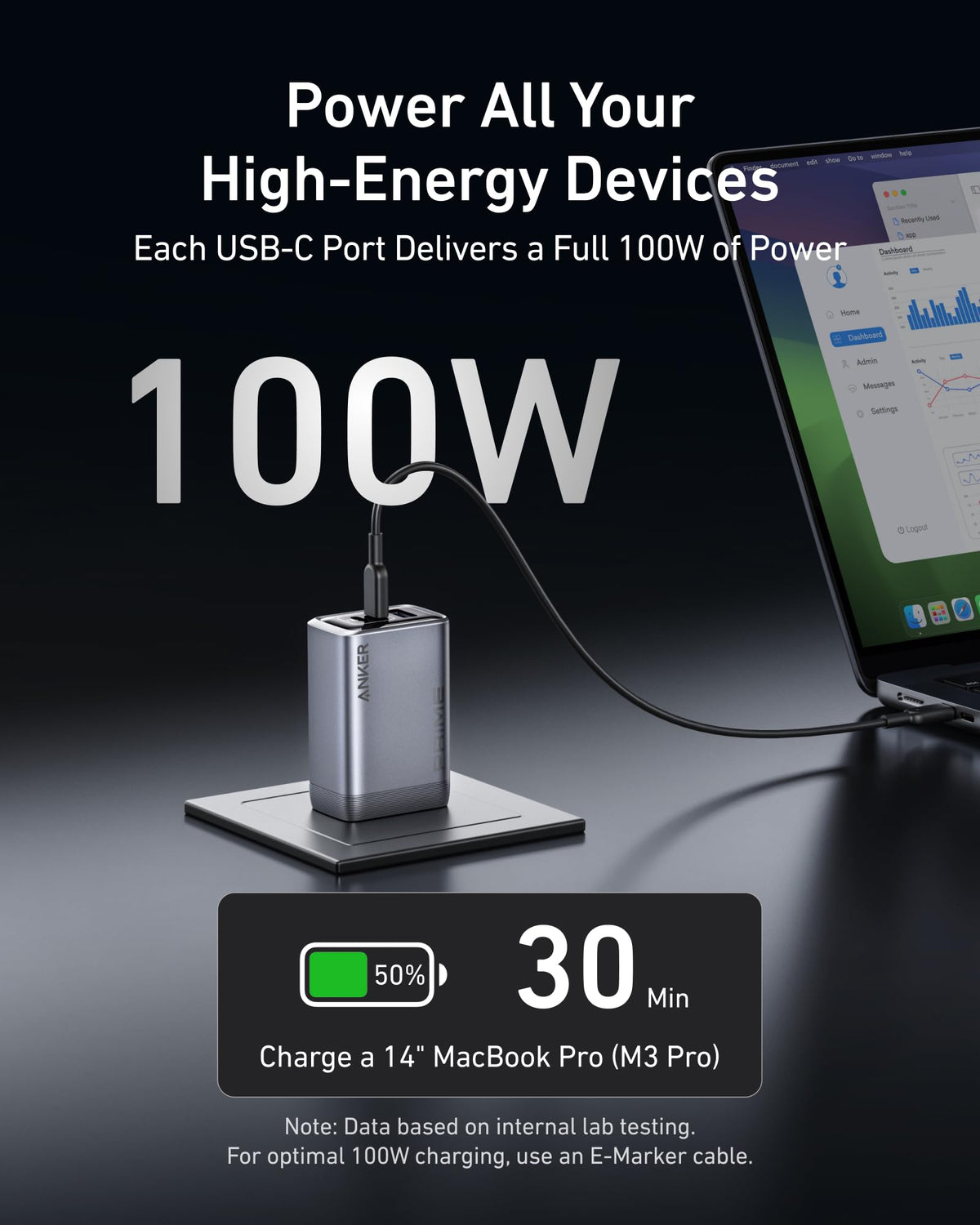 Apex GaN Wall Charger (100W, 3 Ports)