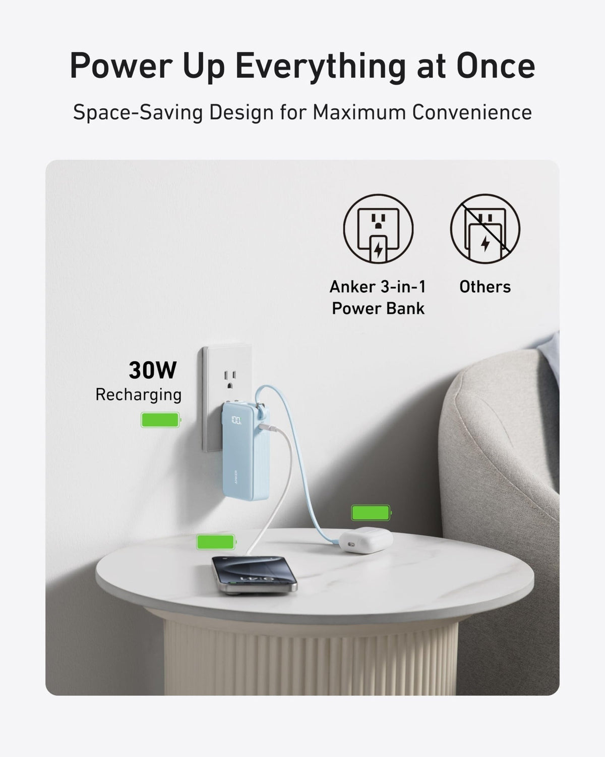 Fuse Power Bank (10K, Built-In Cable)