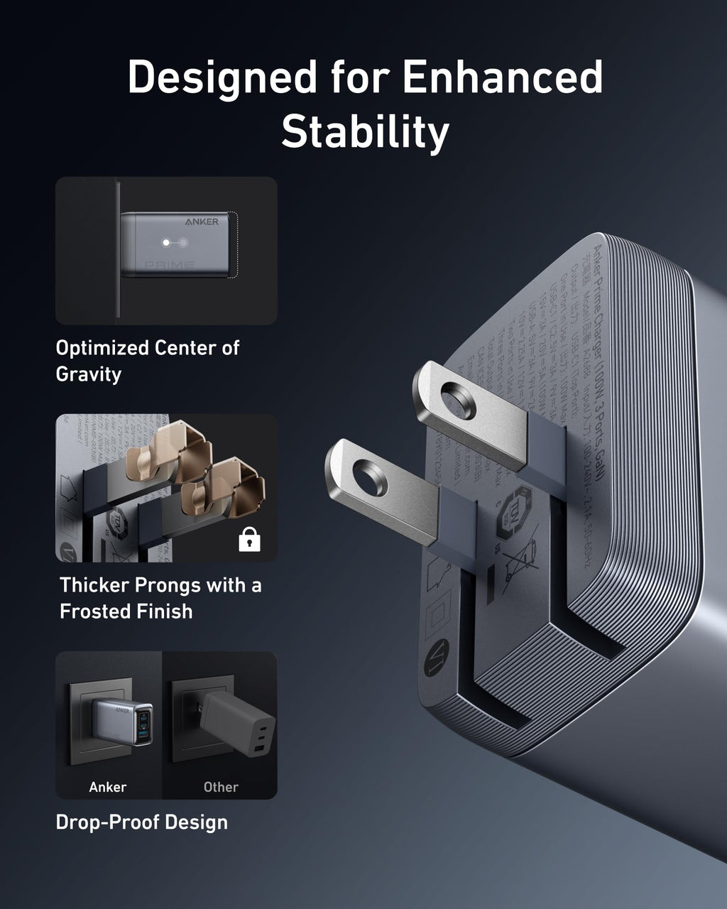 Apex GaN Wall Charger (100W, 3 Ports)