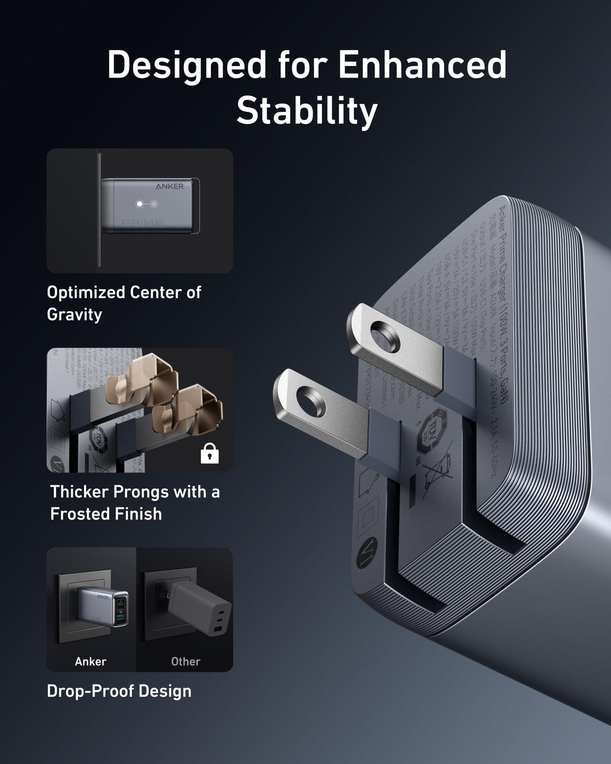 Apex GaN Wall Charger (100W, 3 Ports)