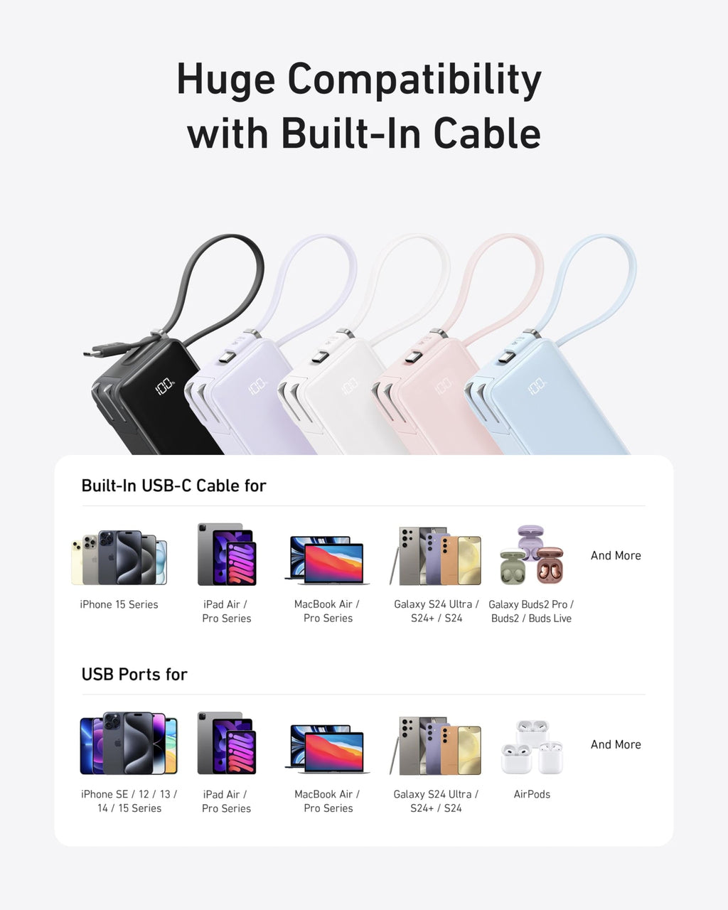 Fuse Power Bank (10K, Built-In Cable)