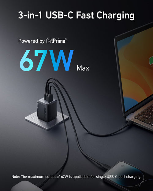 Apex GaN Wall Charger (67W, 3 Ports)