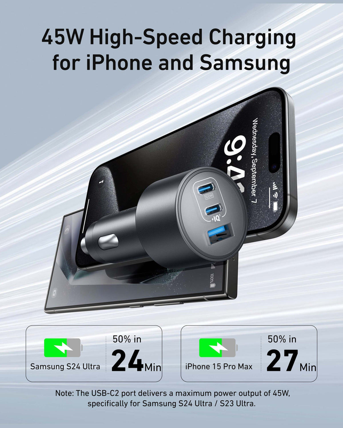 Nova Car Charger (167.5W, 3 Ports)